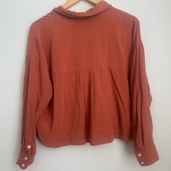 Madewell Lusterweave Hartfield Button Down Orange Blouse - Large - Picture 6 of 6